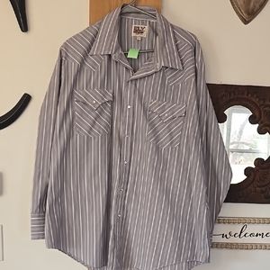 Ely Cattleman Gray Striped Men's Pearl Snap Shirt